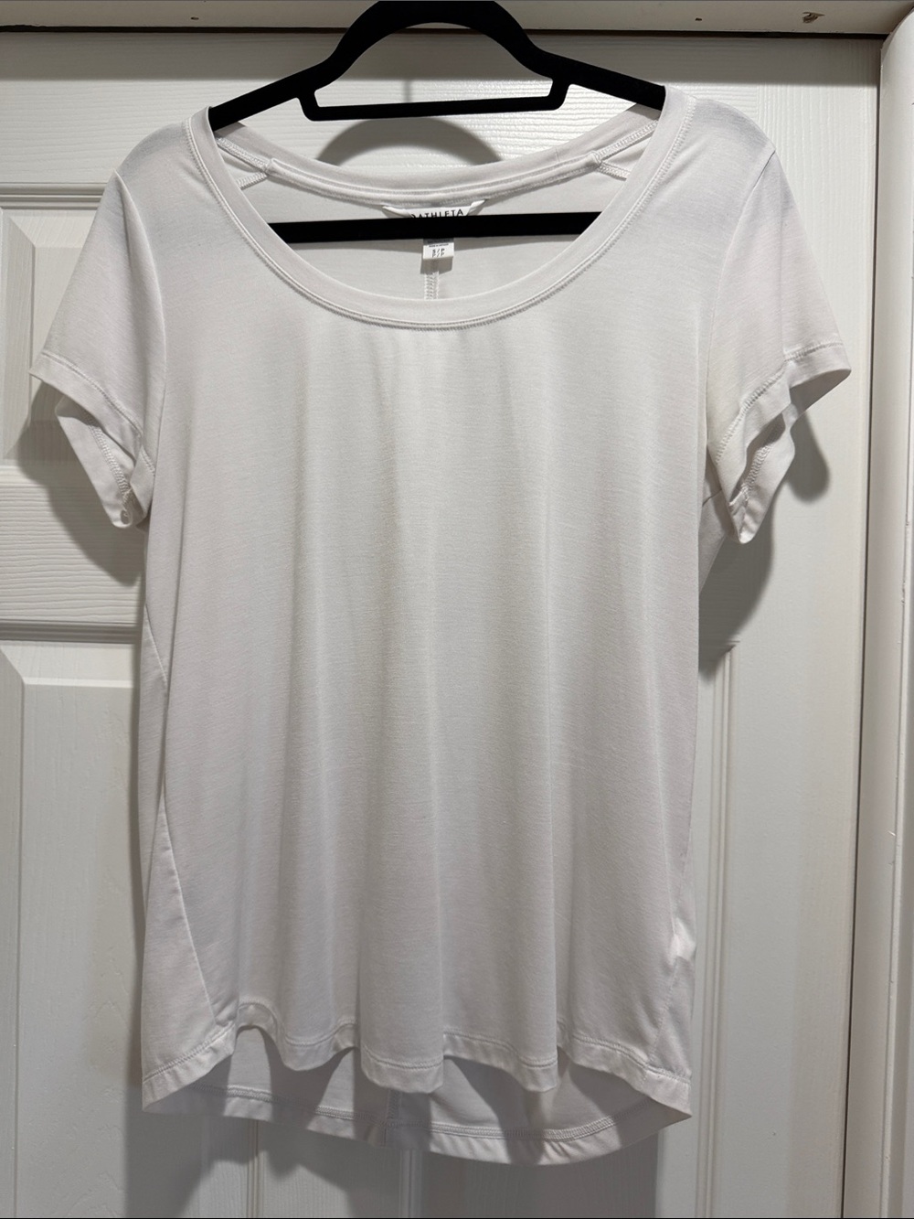 Athleta White Scoop Neck Short Sleeve Tee